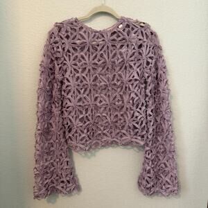 Willow & Root Flower Lace Top Dusty Rose / Purple L/S Pullover XS NWT - MSRP $42